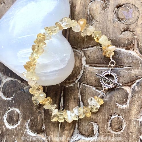 Citrine Chip Bracelet With Silver Toggle Clasp
